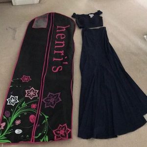 Sherri Hill 2 piece royal blue gown.